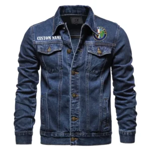 Racing Heritage Denim Jacket, True Gearhead Denim Look CAR190 - Dark Blue