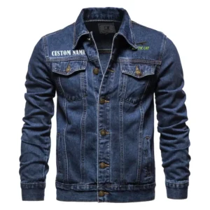 Snowmobile Brand Denim Jacket, Car Culture Denim Style CAR190 - Dark Blue