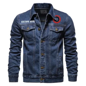 Track Bike Denim Jacket, True Gearhead Denim Look CAR190 - Dark Blue