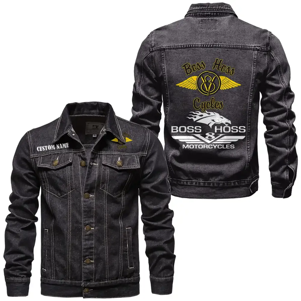 Muscle Motorcycle Denim Jacket, Streetwear Denim with Attitude CAR190 - Black