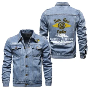 Big Engine Bike Denim Jacket, Classic Fit Gearhead Spirit CAR190 - Light Blue