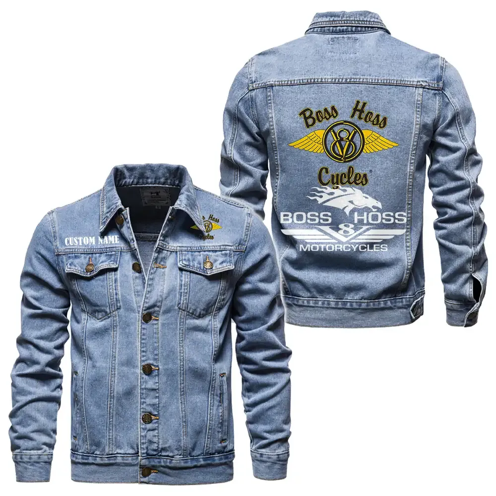 Big Engine Bike Denim Jacket, Classic Fit Gearhead Spirit CAR190 - Light Blue