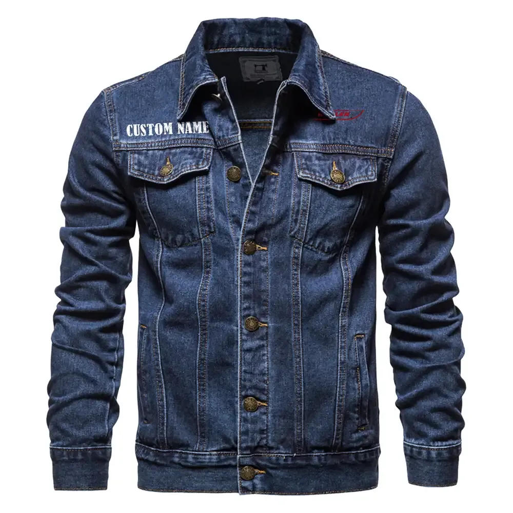 Saltwater Fishing Boat Denim Jacket, Denim Jacket Built Tough CAR190 - Dark Blue