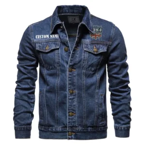 Vintage Bike Denim Jacket, Car Culture Denim Style CAR190 - Dark Blue