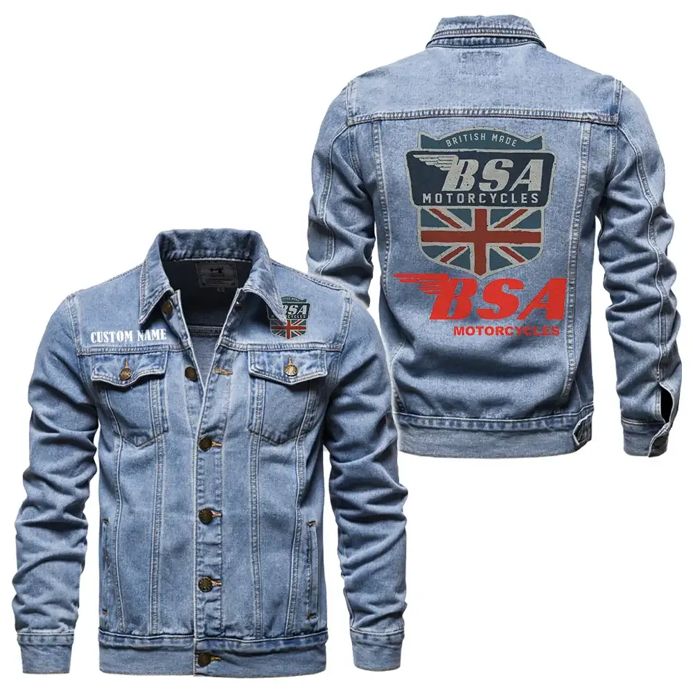 Antique Two-Wheeler Denim Jacket, Denim Spirit for Drivers CAR190 - Light Blue