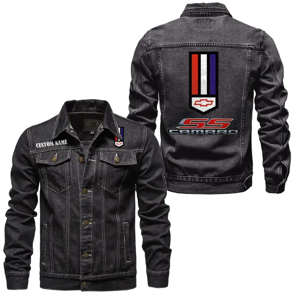 Bold Sport Car Denim Jacket, Road-Ready Denim Jacket CAR190 - Black