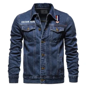 High-Power Coupe Denim Jacket, Motorcycle Pride Denim Style CAR190 - Dark Blue