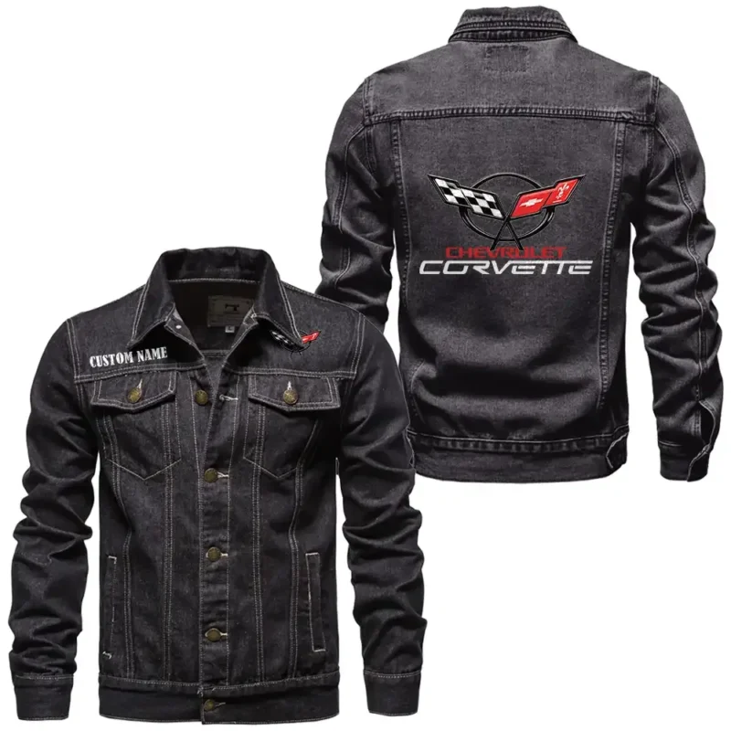 High-Performance Coupe Denim Jacket, Auto-Inspired Denim Look CAR190 - Black