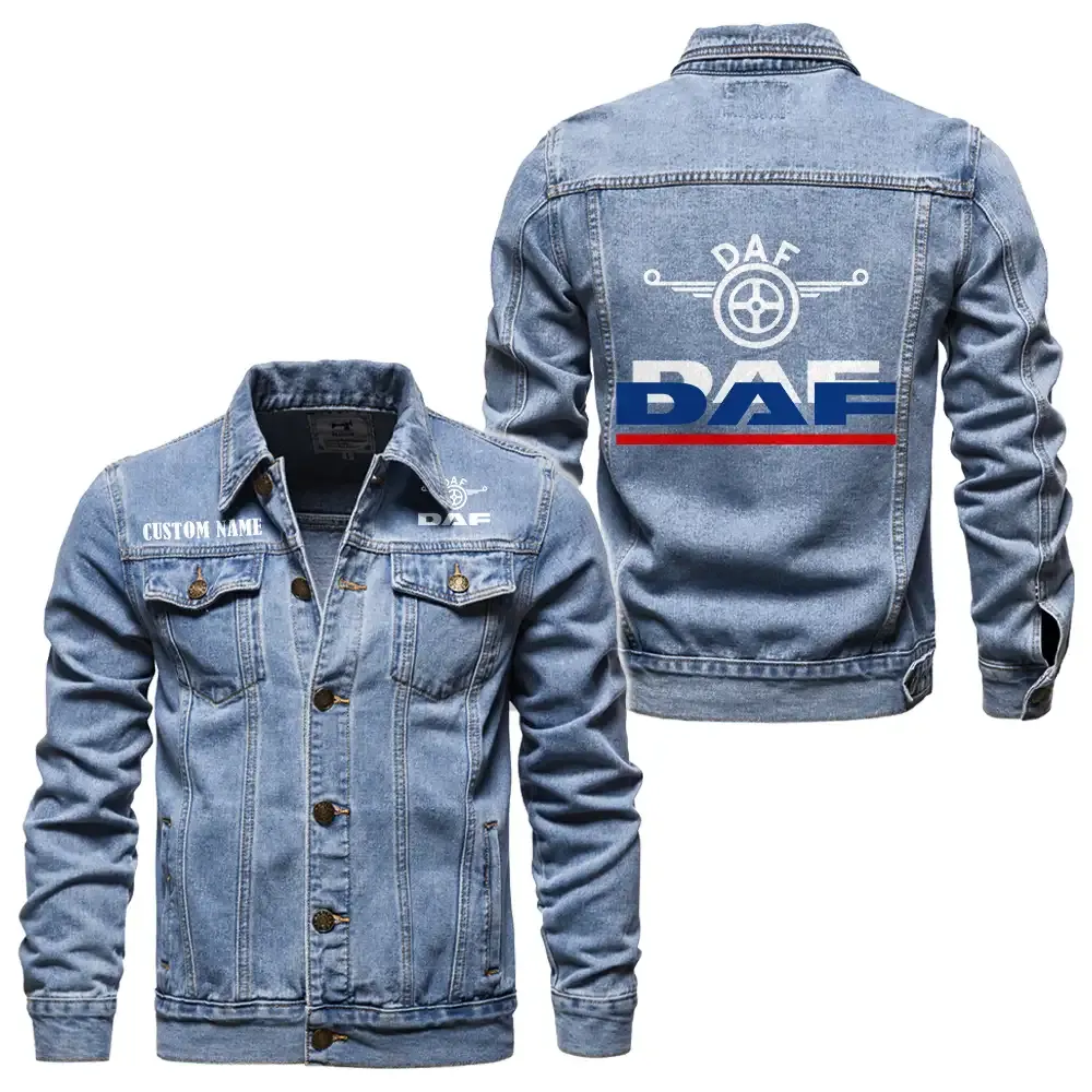 Logistics Truck Denim Jacket, Rider Lifestyle Denim Jacket CAR190 - Light Blue