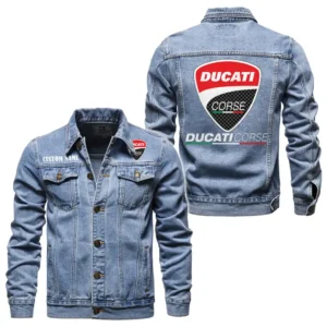Italian Sport Bike Denim Jacket, Road Life Denim Ready CAR190 - Light Blue