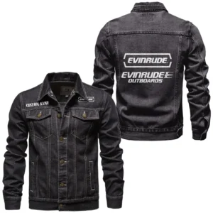 Outboard Engine Denim Jacket, Classic Fit Gearhead Spirit CAR190 - Black