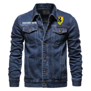 High-Performance Coupe Denim Jacket, Garage-Ready Denim Wear CAR190 - Dark Blue