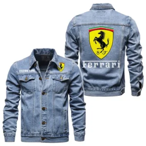 Track-Ready Sports Car Denim Jacket, Classic Fit Gearhead Spirit CAR190 - Light Blue