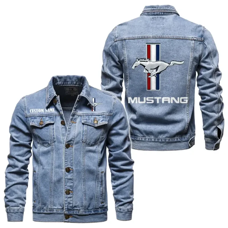 Two-Door Sports Car Denim Jacket, Durable Denim Road Spirit CAR190 - Light Blue
