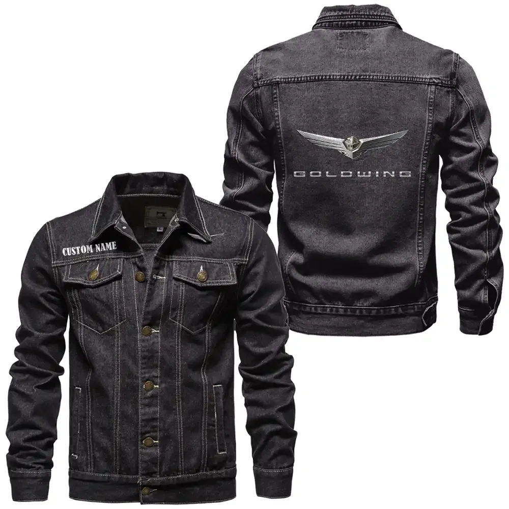 Highway Motorcycle Denim Jacket, Motorcycle Pride Denim Style CAR190 - Black