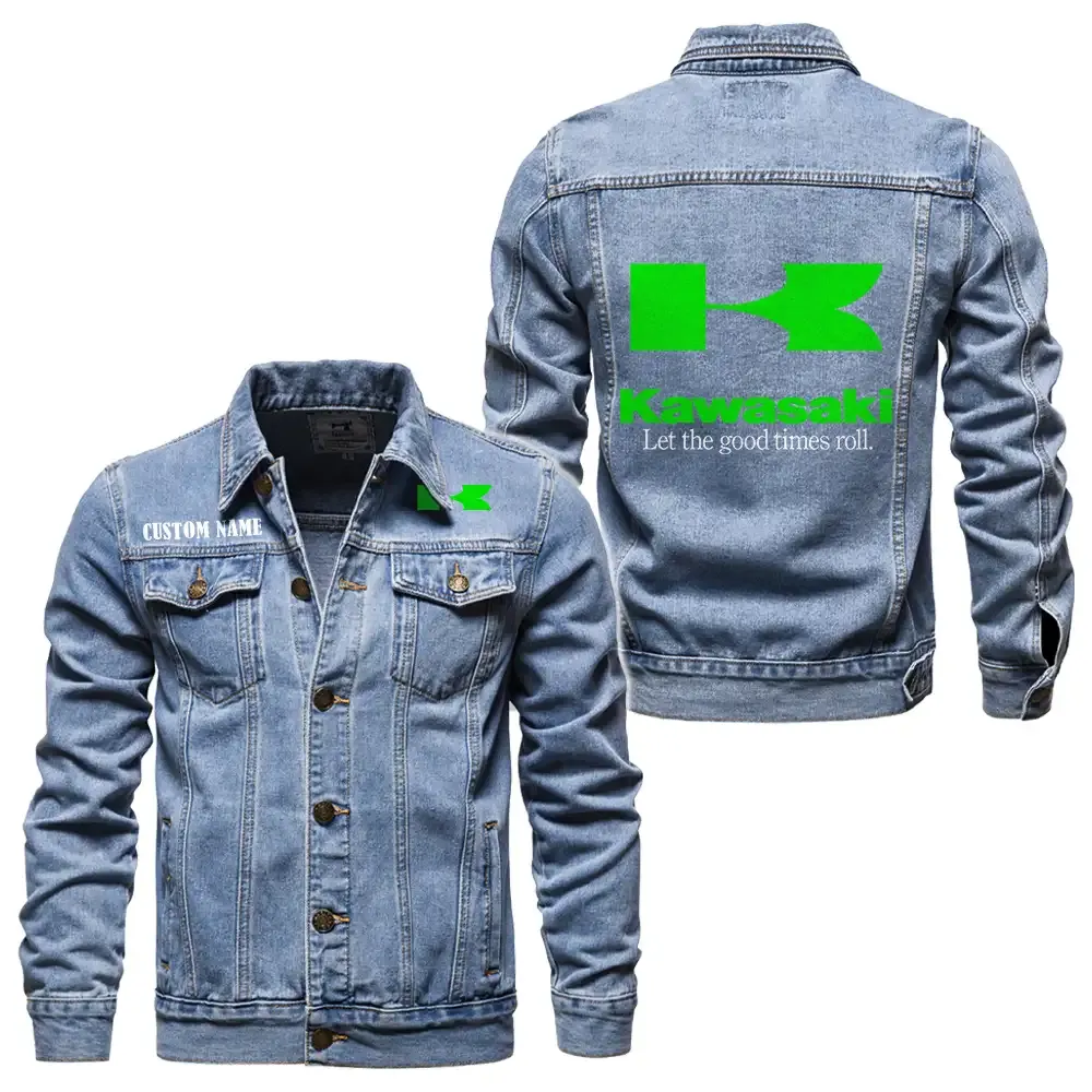 High-Speed Two-Wheeler Denim Jacket, All-Season Denim for Riders CAR190 - Light Blue