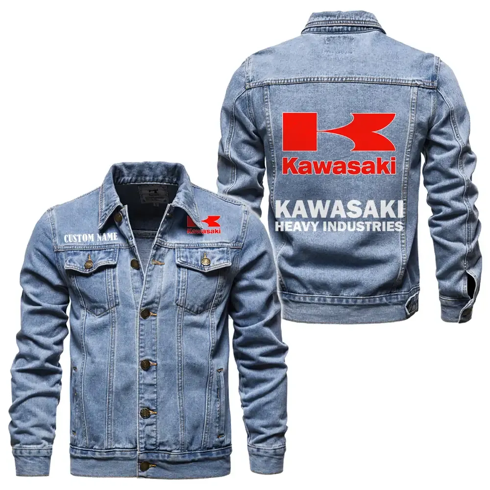 Ninja Bike Denim Jacket, Car Culture Denim Style CAR190 - Light Blue