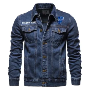 Italian Compact Denim Jacket, True Gearhead Denim Look CAR190 - Dark Blue