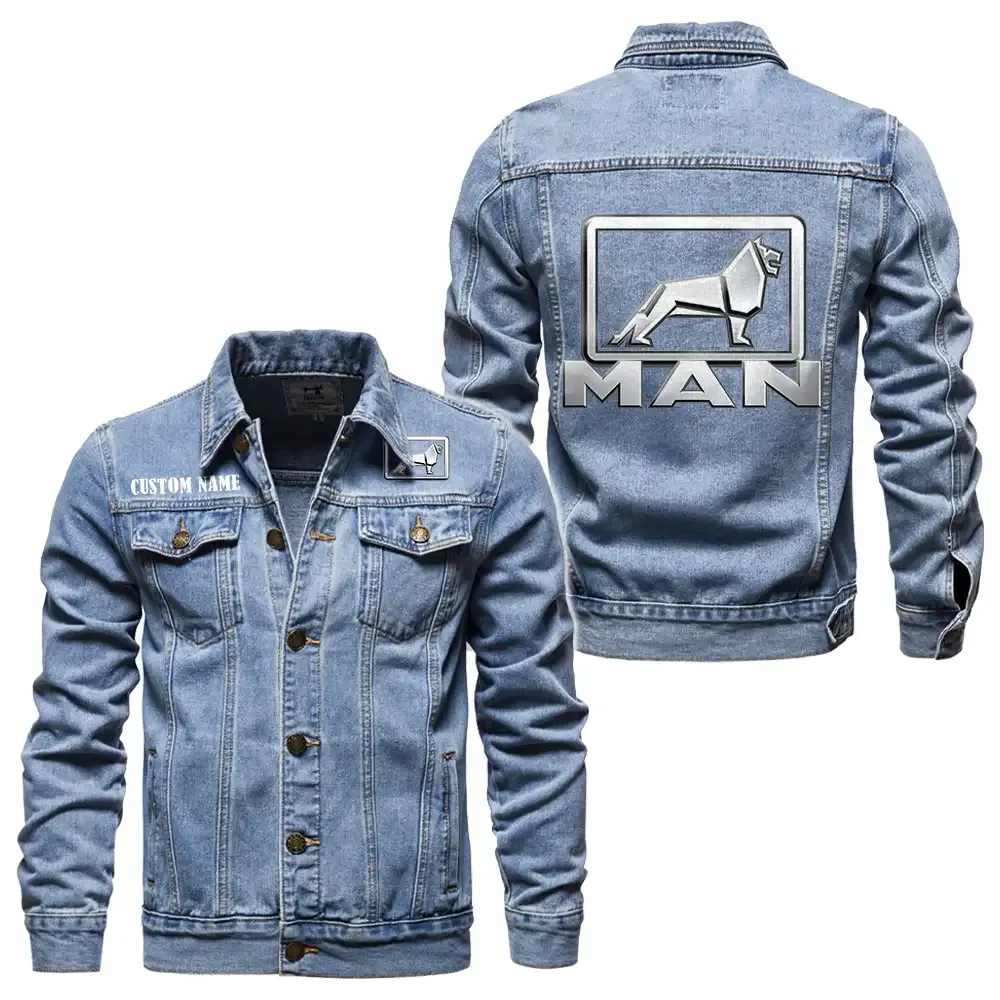 Long-Distance Cargo Hauler Denim Jacket, Car Lover's Denim Jacket CAR190 - Light Blue