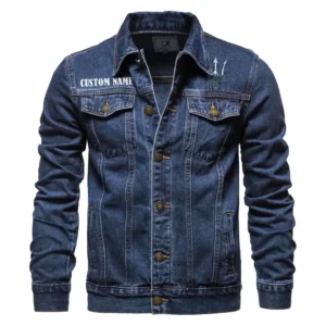 Premium Sports Sedan Denim Jacket, Streetwear Denim with Attitude CAR190 - Dark Blue