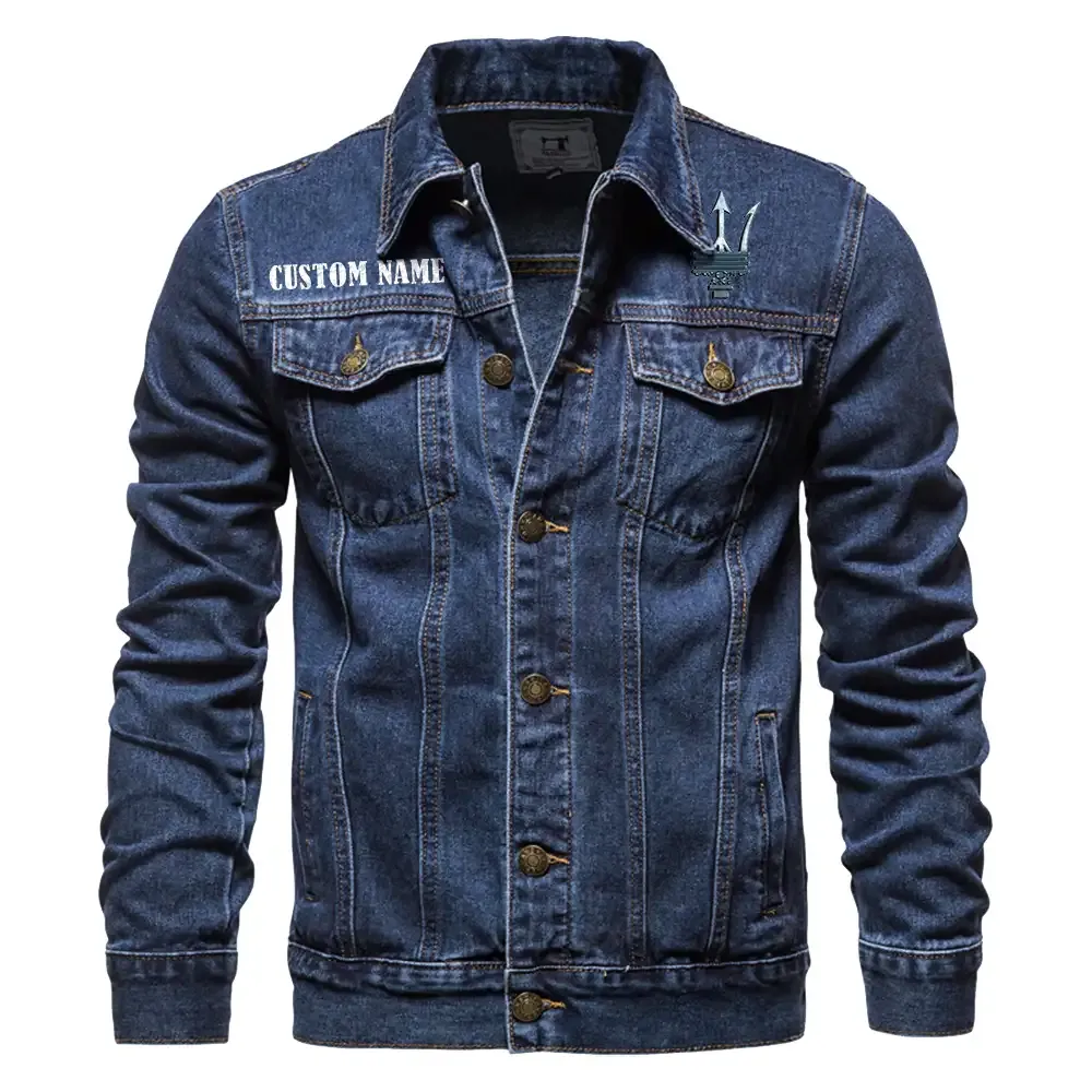 Premium Sports Sedan Denim Jacket, Streetwear Denim with Attitude CAR190 - Dark Blue