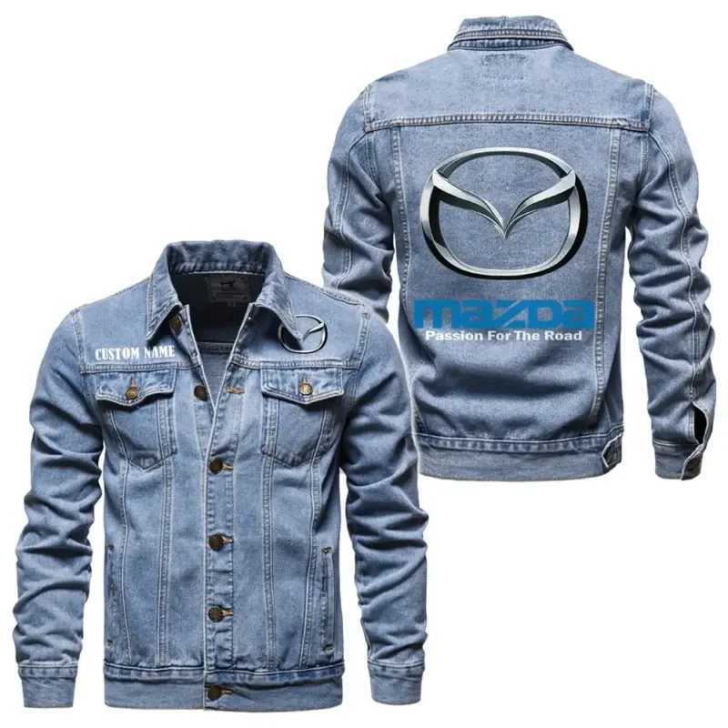 Urban Auto Denim Jacket, Classic Fit Gearhead Spirit CAR190 - Light Blue