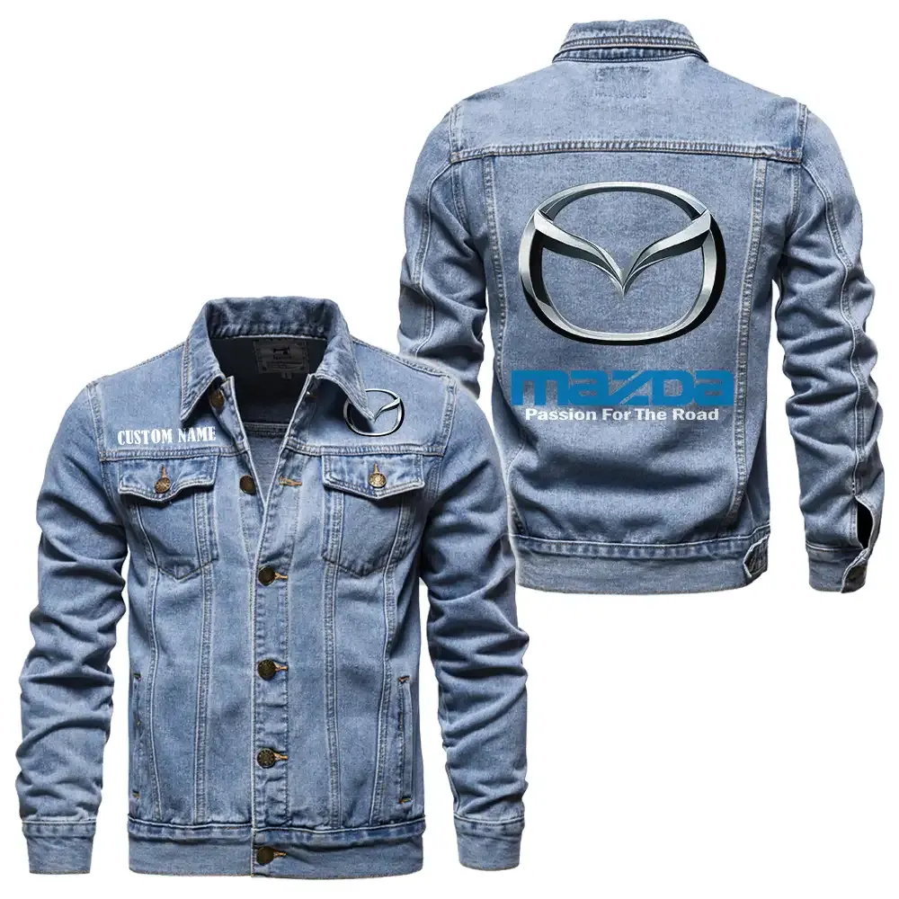 Urban Auto Denim Jacket, Classic Fit Gearhead Spirit CAR190 - Light Blue