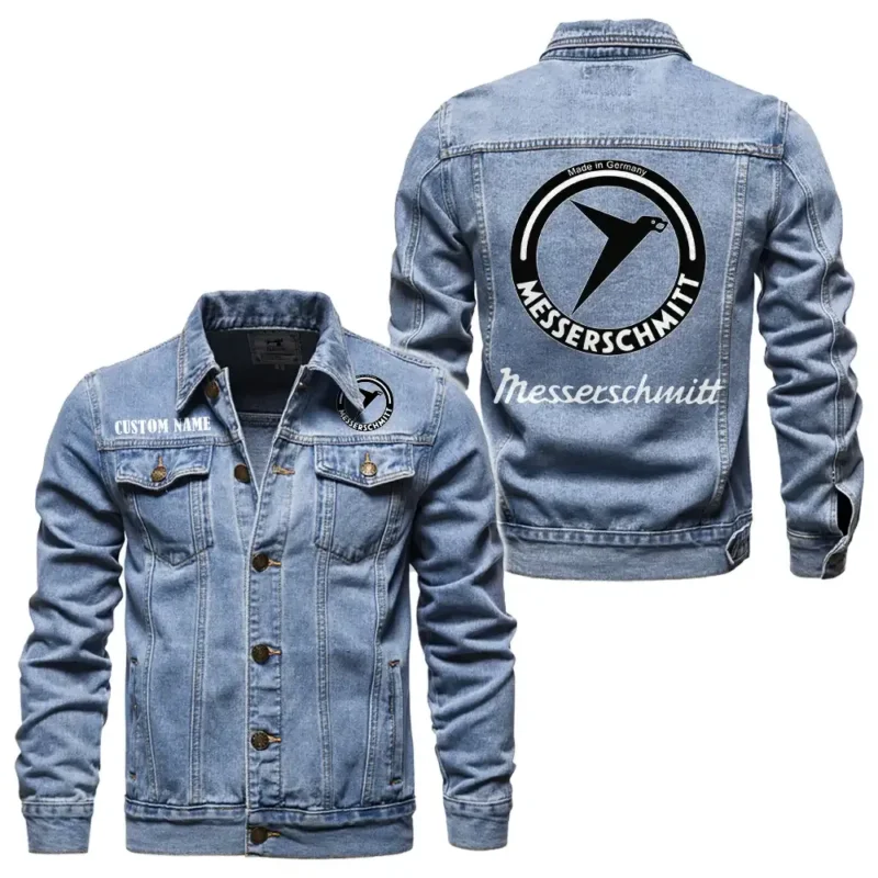 Old-School Three-Wheel Car Denim Jacket, Bold Denim for Riders CAR190 - Light Blue