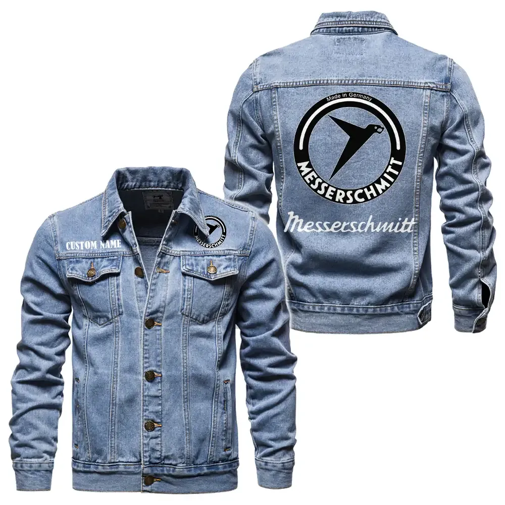 Old-School Three-Wheel Car Denim Jacket, Bold Denim for Riders CAR190 - Light Blue