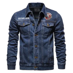 Iconic British Ride Denim Jacket, Classic Fit Gearhead Spirit CAR190 - Dark Blue
