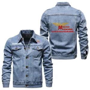 Modern Motorbike Denim Jacket, Auto-Inspired Denim Look CAR190 - Light Blue