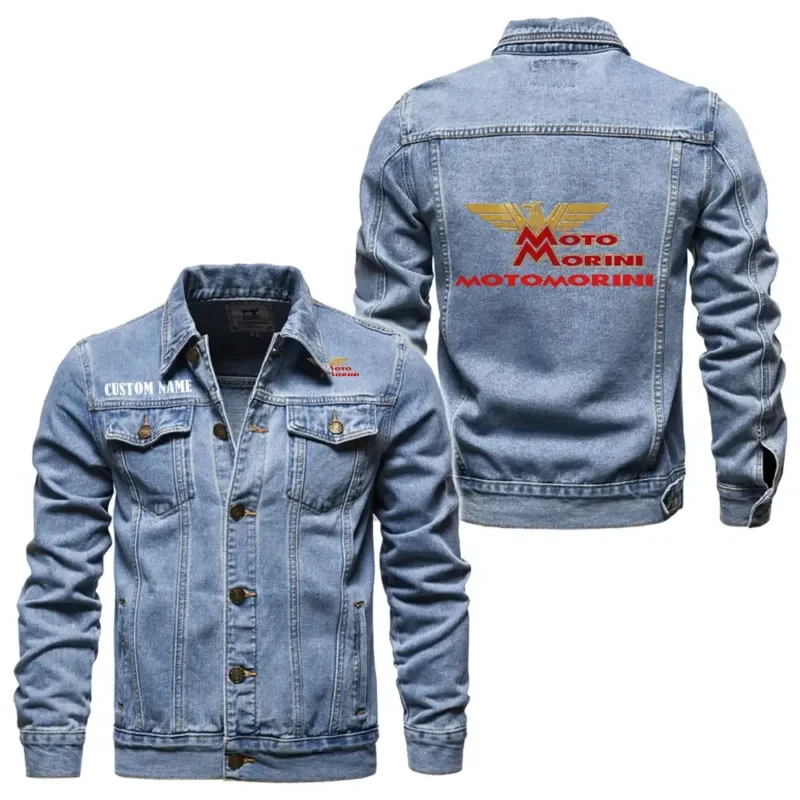 Modern Motorbike Denim Jacket, Auto-Inspired Denim Look CAR190 - Light Blue