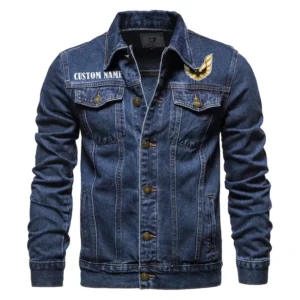 Vintage Sports Coupe Denim Jacket, Garage-Ready Denim Wear CAR190 - Dark Blue