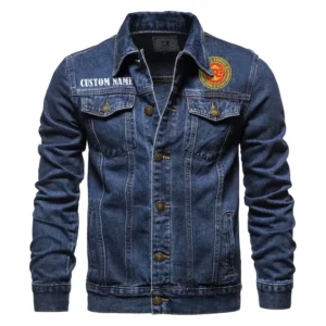 Cafe Racer-Inspired Bike Denim Jacket, Auto-Inspired Denim Look CAR190 - Dark Blue