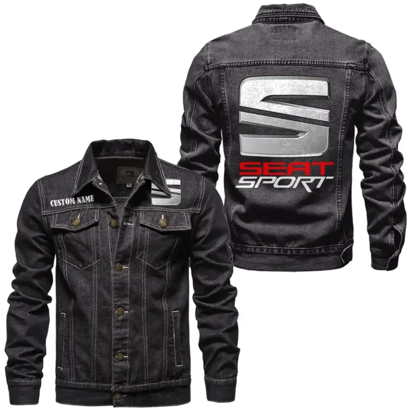 Stylish Sedan Denim Jacket, All-Season Denim for Riders CAR190 - Black