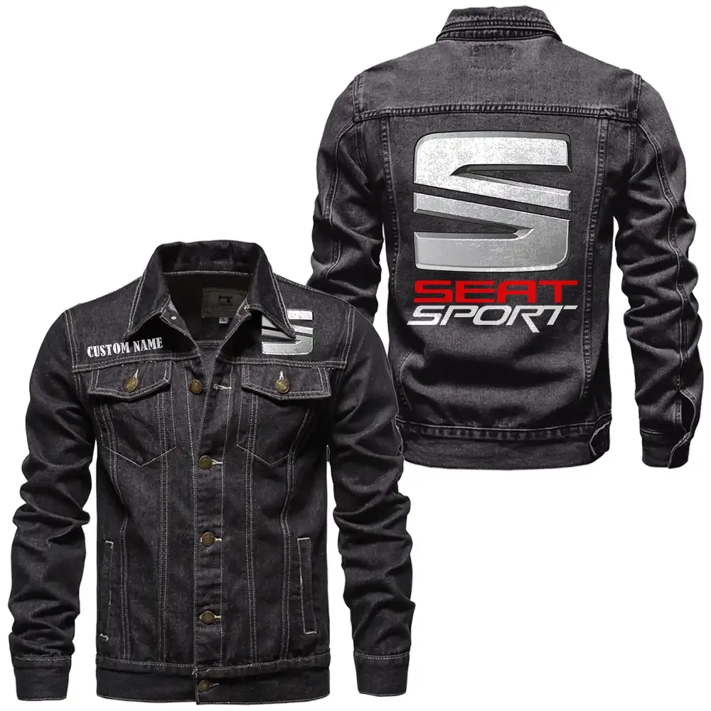 Stylish Sedan Denim Jacket, All-Season Denim for Riders CAR190 - Black