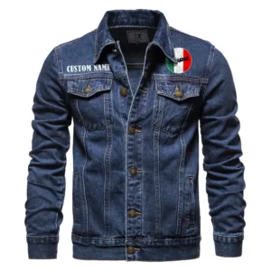 Italian Motorcycle Denim Jacket, Denim Jacket Built Tough CAR190 - Dark Blue