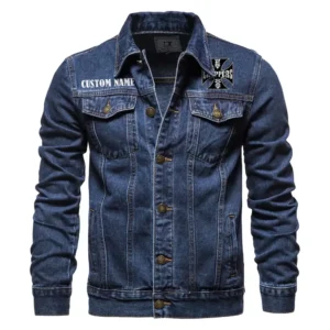 Custom Motorcycle Denim Jacket, Motorcycle Pride Denim Style CAR190 - Dark Blue