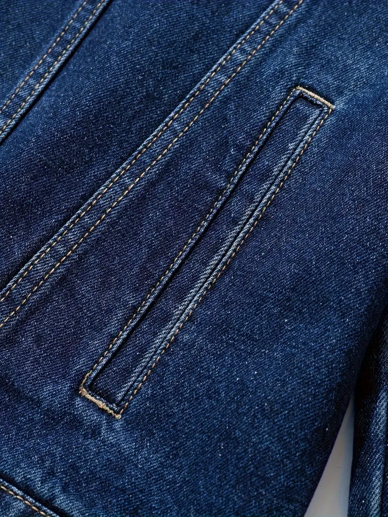 Road Motorcycle Denim Jacket, Car Culture Denim Style CAR190 - Dark Blue - Image 2