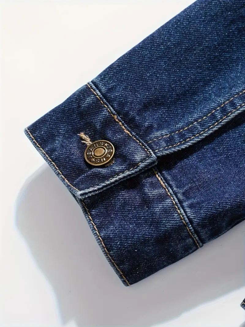 Road Motorcycle Denim Jacket, Car Culture Denim Style CAR190 - Dark Blue - Image 4