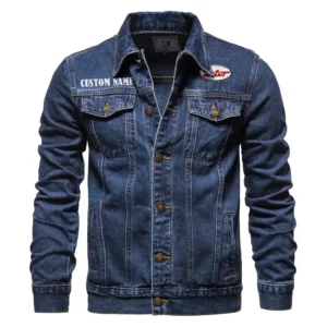 Harvest Engine Denim Jacket, Motorcycle Pride Denim Style CAR190 - Dark Blue