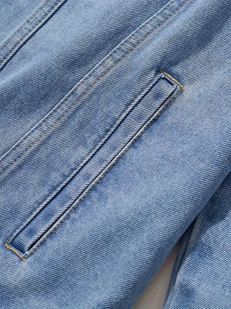 Farm Utility Tractor Denim Jacket, Auto-Inspired Denim Look CAR190 - Light Blue - Image 2